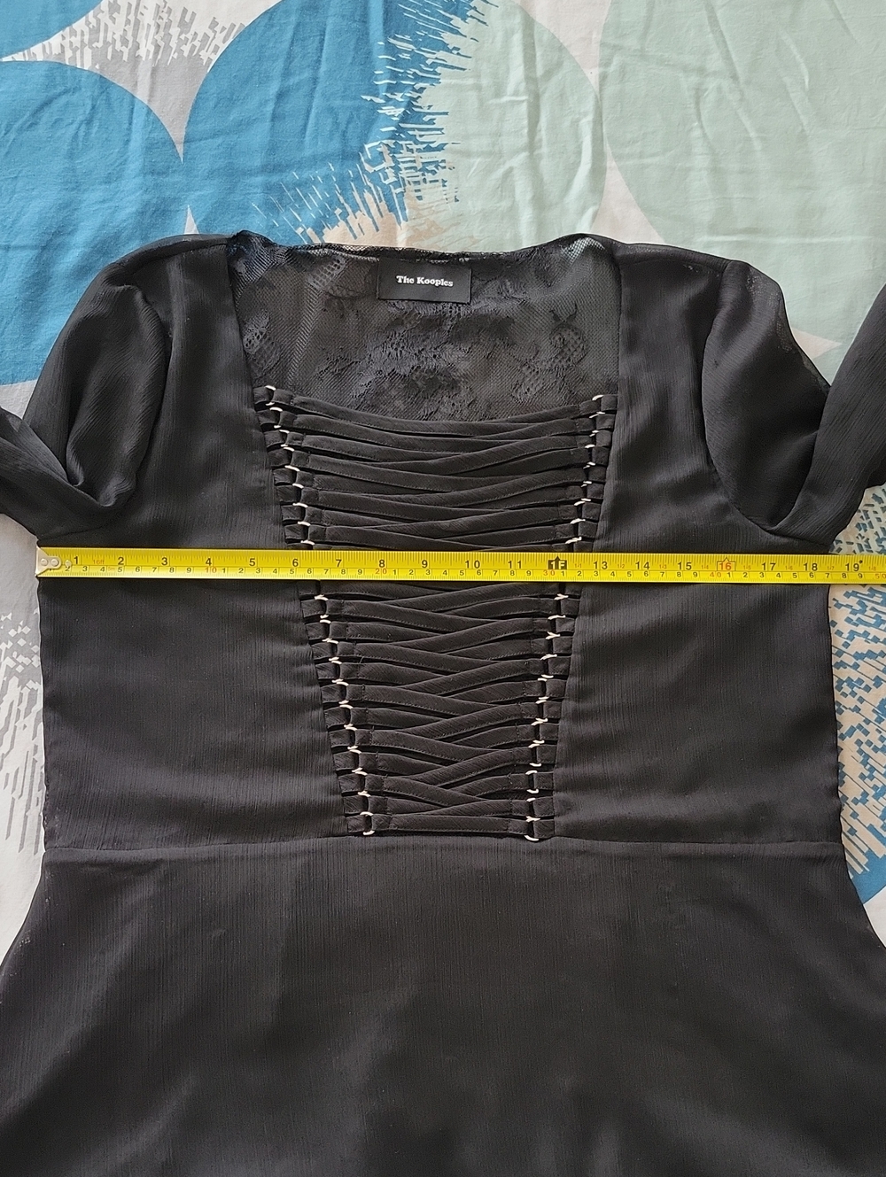 The Kooples Black Lace Sheer Long-Sleeve Peplum Blouse - Picture 13 of 15